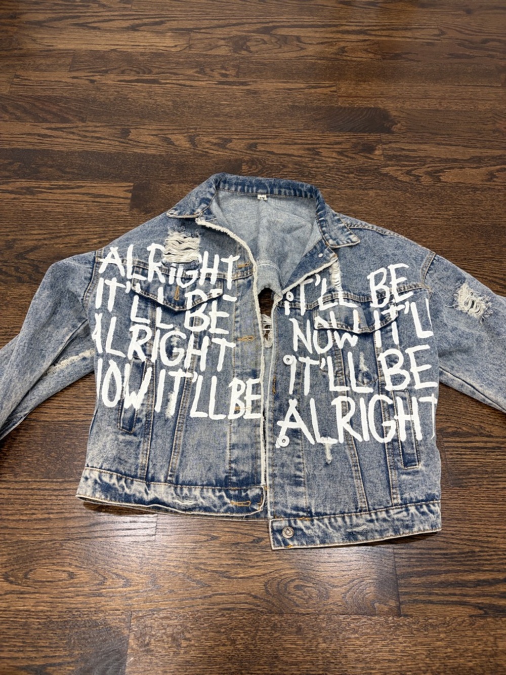 Vintage Wren + Glory Salvage Distressed Acid Wash Denim Jacket
